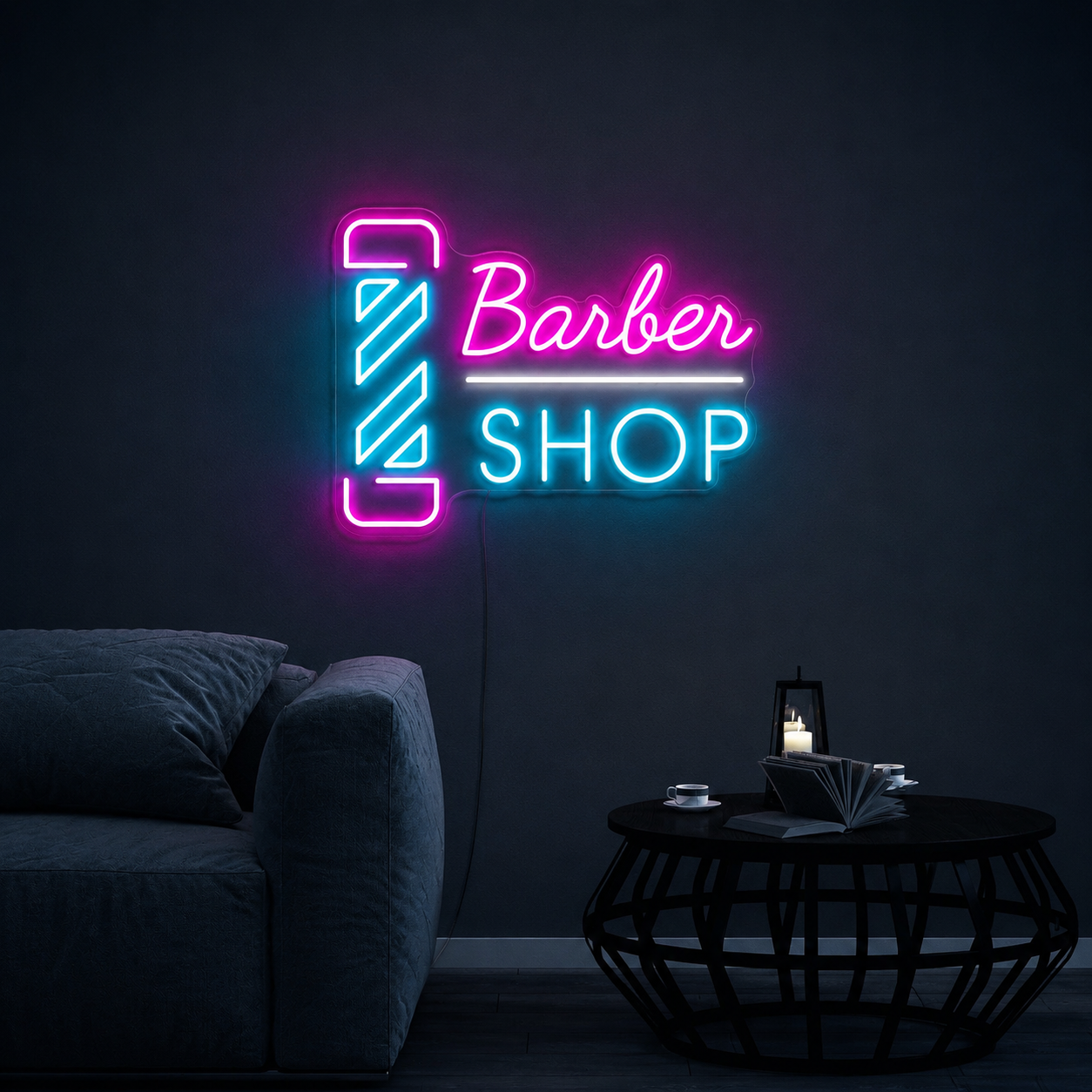 Barber Shop Next To A Couch LED Neon Sign - 01 Original Product Image