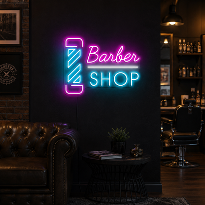 Barber Shop Next To A Couch LED Neon Sign - 02 High-Converting Product Image
