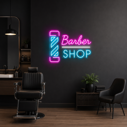 Barber Shop Next To A Couch LED Neon Sign - 04 Size Image