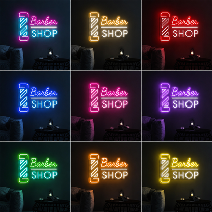 Barber Shop Next To A Couch LED Neon Sign - 05 Color Grid