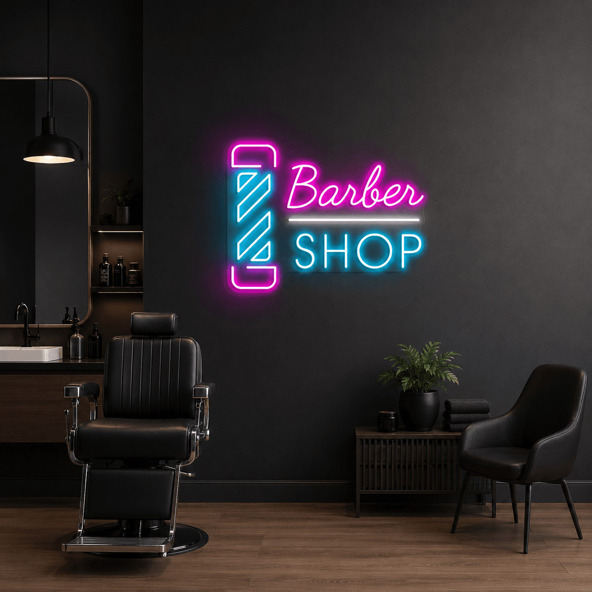 Barber Shop Next To A Couch LED Neon Sign - Shineneon