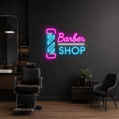 Barber Shop Next To A Couch LED Neon Sign - Shineneon
