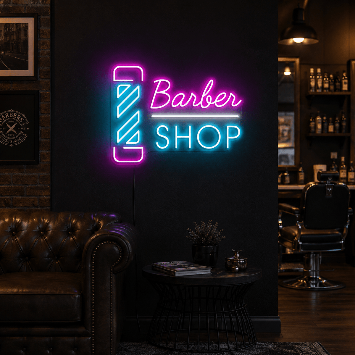 Barber Shop Next To A Couch LED Neon Sign - Shineneon