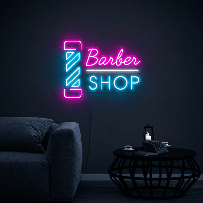 Barber Shop Next To A Couch LED Neon Sign - Shineneon