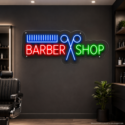 Barber Shop On LED Neon Sign - 04 Size Image