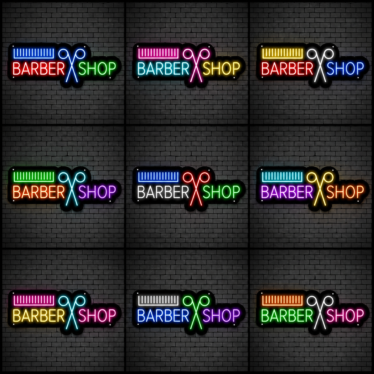 Barber Shop On LED Neon Sign - 05 Color Grid