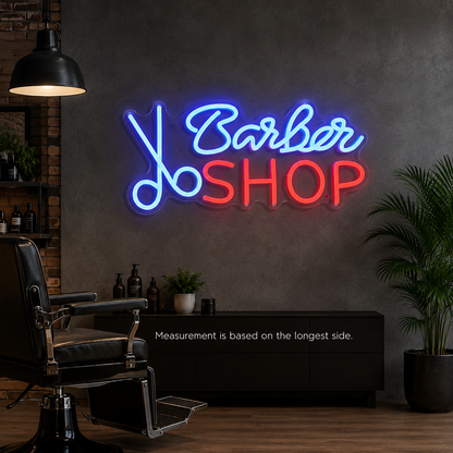 Barber Shop Wall Art LED Neon Sign - 04 Size Image