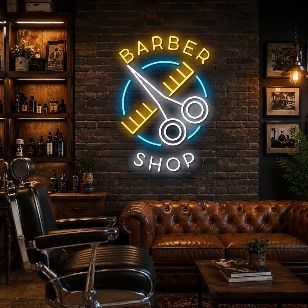 Barber Shop With LED Neon Sign - 02 High-Converting Product Image
