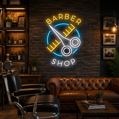 Barber Shop With LED Neon Sign - 02 High-Converting Product Image