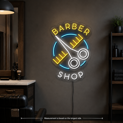 Barber Shop With LED Neon Sign - 04 Size Image