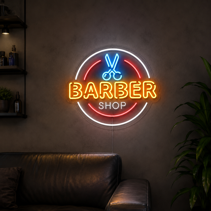 Barber Shop With Wall Decor LED Neon Sign - 04 Size Image