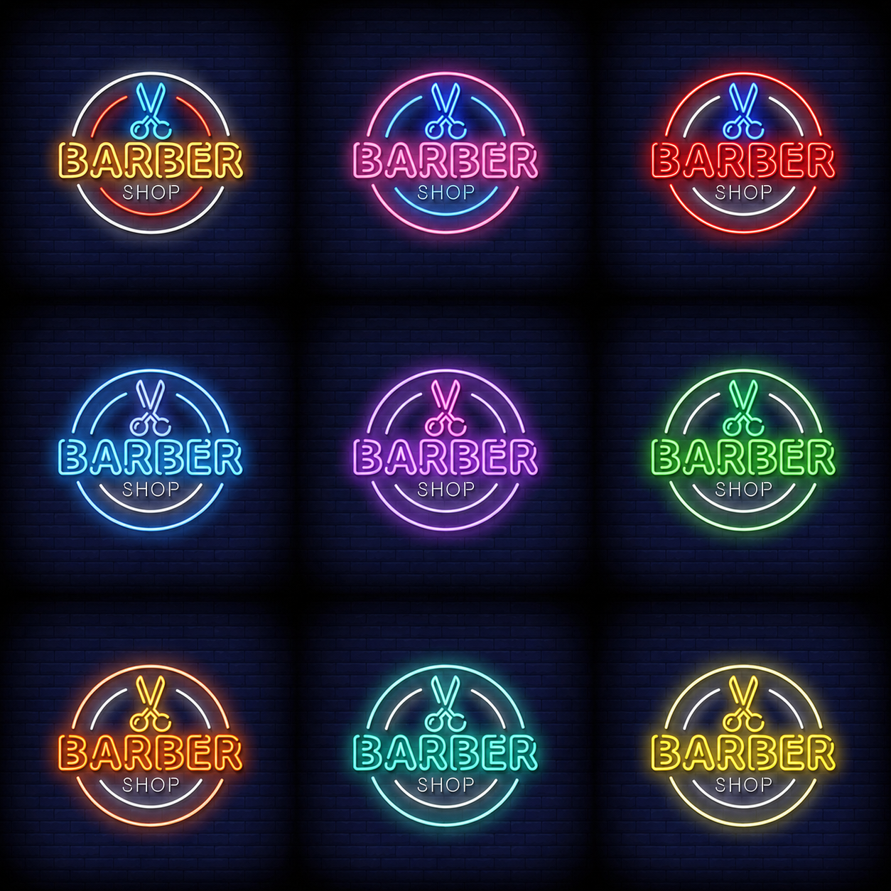 Barber Shop With Wall Decor LED Neon Sign - 05 Color Grid