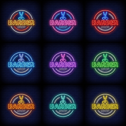 Barber Shop With Wall Decor LED Neon Sign - 05 Color Grid