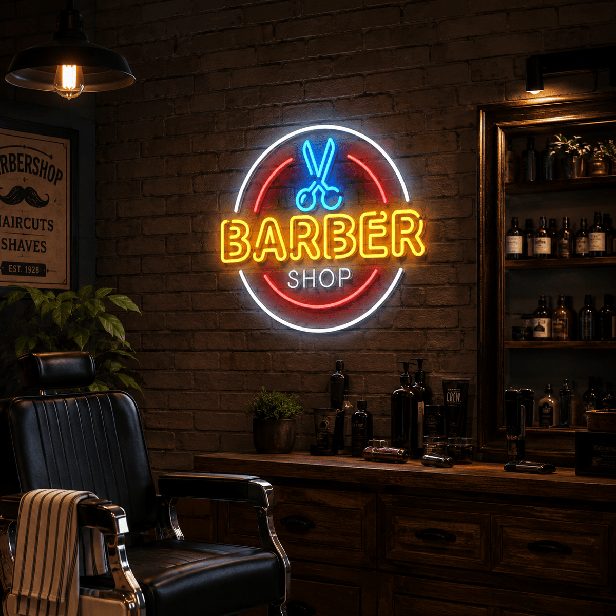 Barber Shop With Wall Decor LED Neon Sign - Shineneon