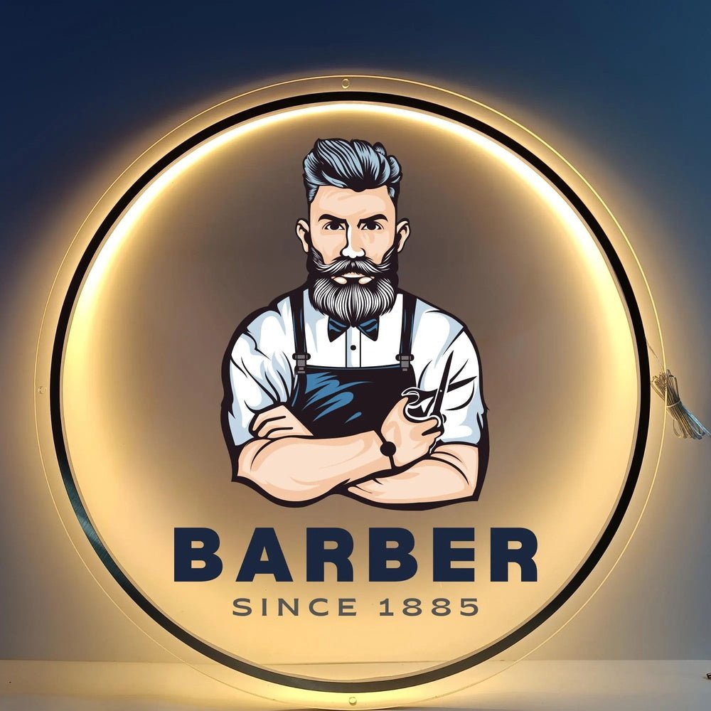 Barber Since 1885 Acrylic Business Logo Sign - Shineneon