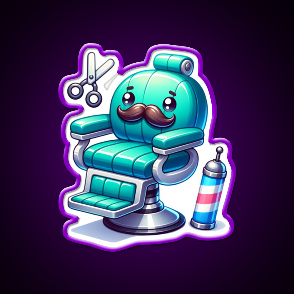 Barbers Chair With A Mustache Barber Shop Haircut Led Neon Sign