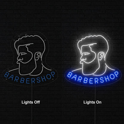 Barbershop LED Neon Sign - 06 Day Night Comparison