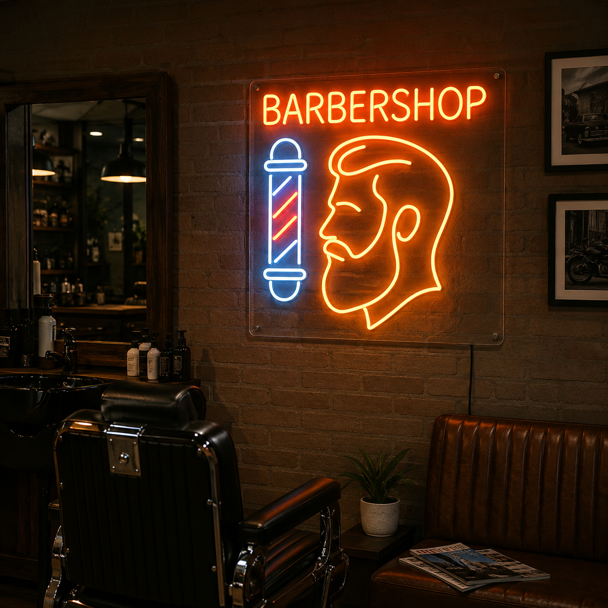 Barbershop LED Neon Sign Bedroom Decor - 03 Real Lifestyle Scene