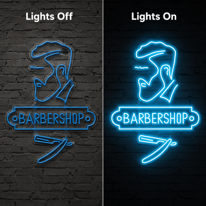 Barbershop LED Neon Sign Home Wall Art - 06 Day Night Comparison