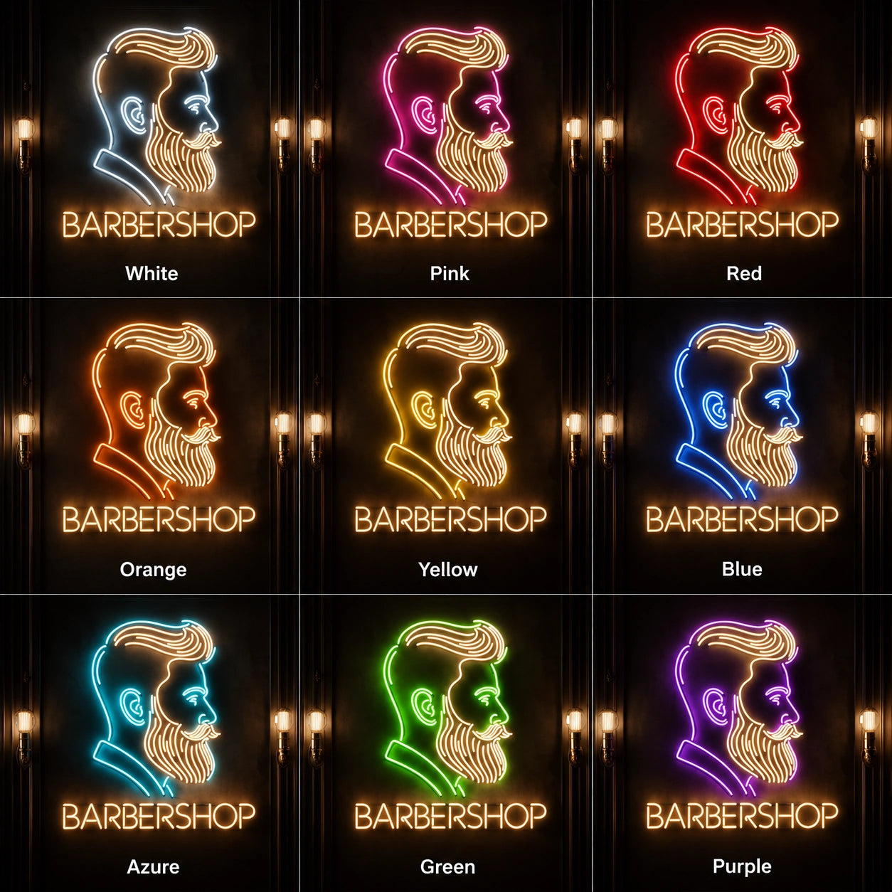 Barbershop LED Neon Sign Wall Art - 05 Color Grid
