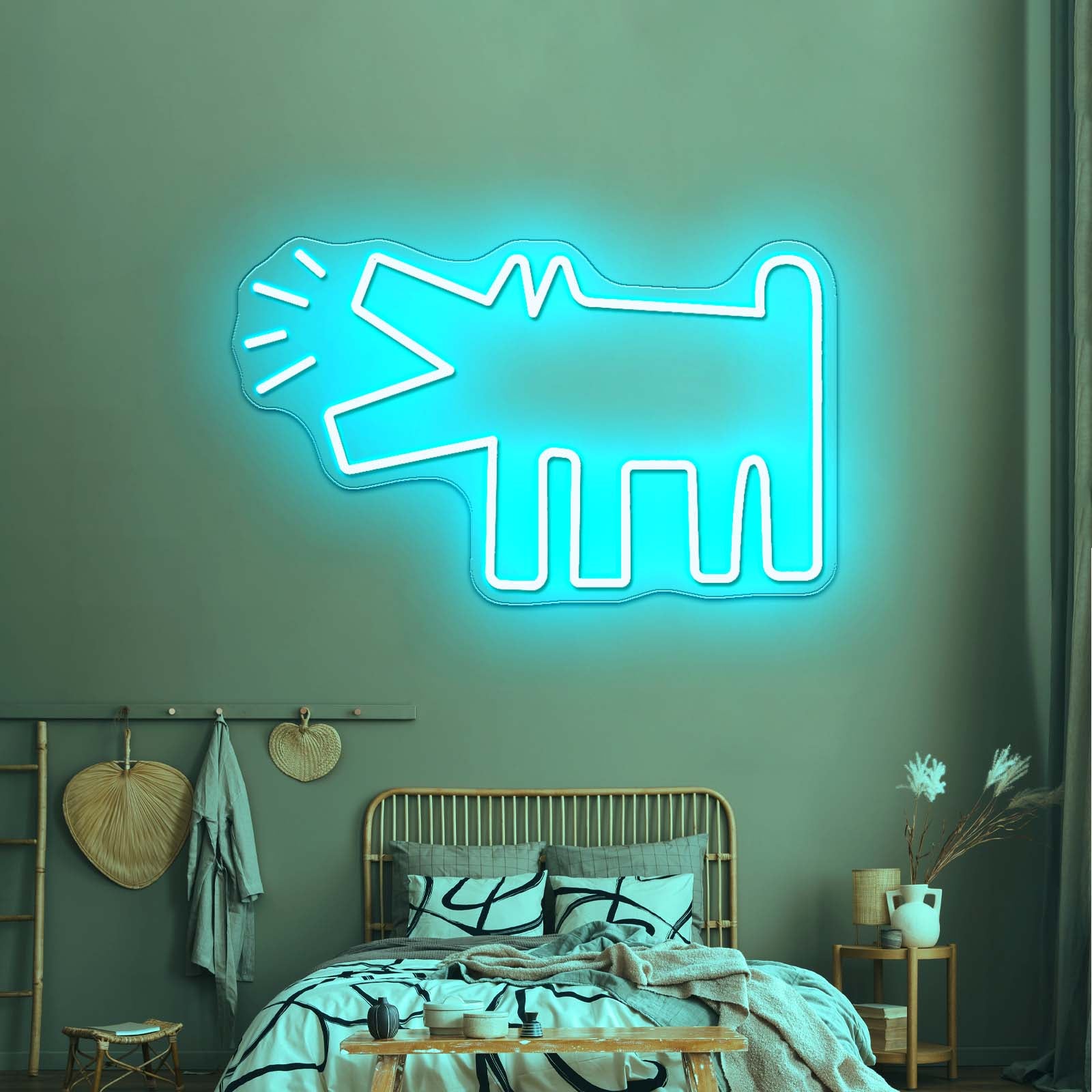 Barking Dog Funny Led Neon Sign Wall Art - Size and dimension reference