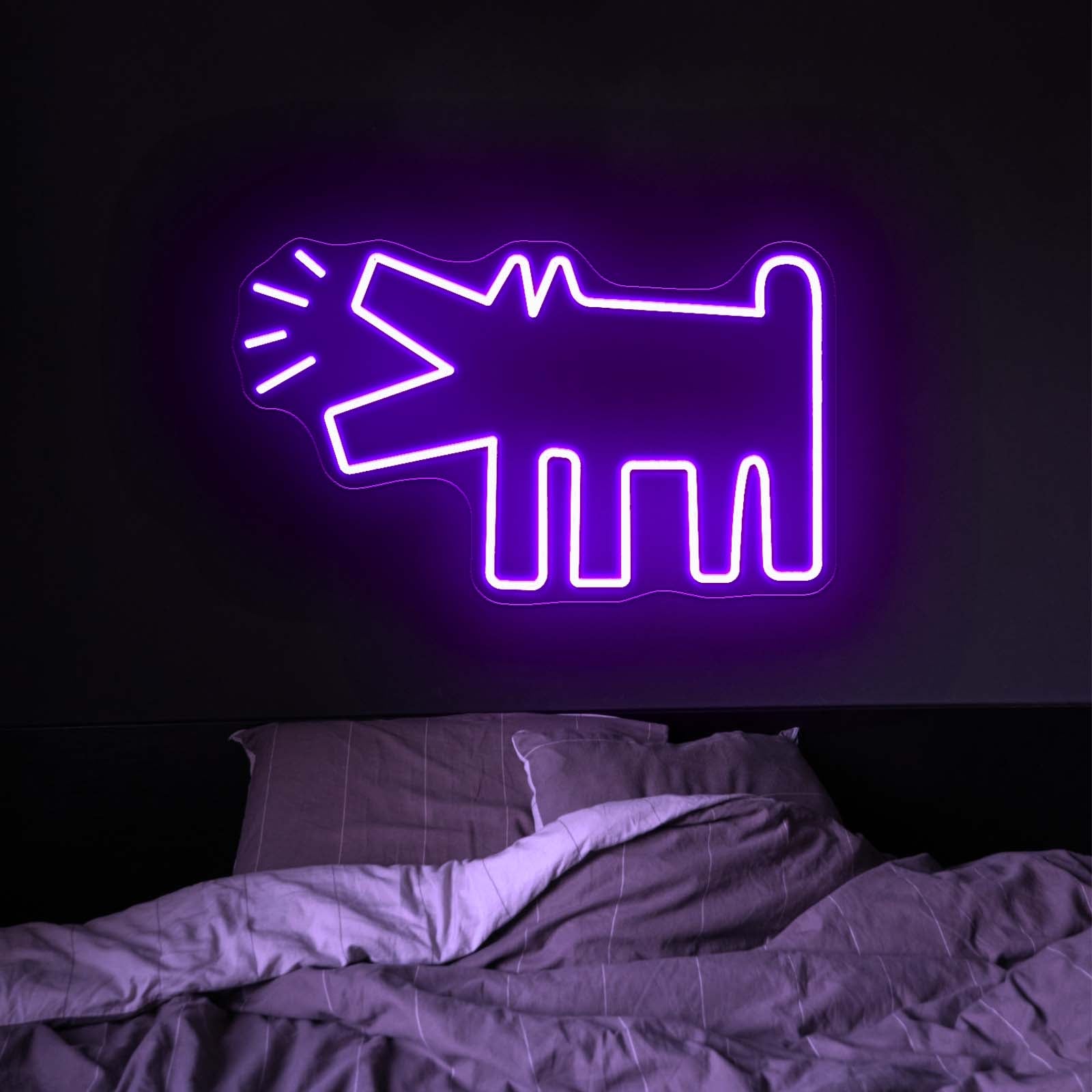 Barking Dog Funny Led Neon Sign Wall Art - Neon sign mounted on wall in room