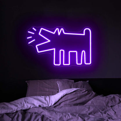 Barking Dog Funny Led Neon Sign Wall Art - Neon sign mounted on wall in room