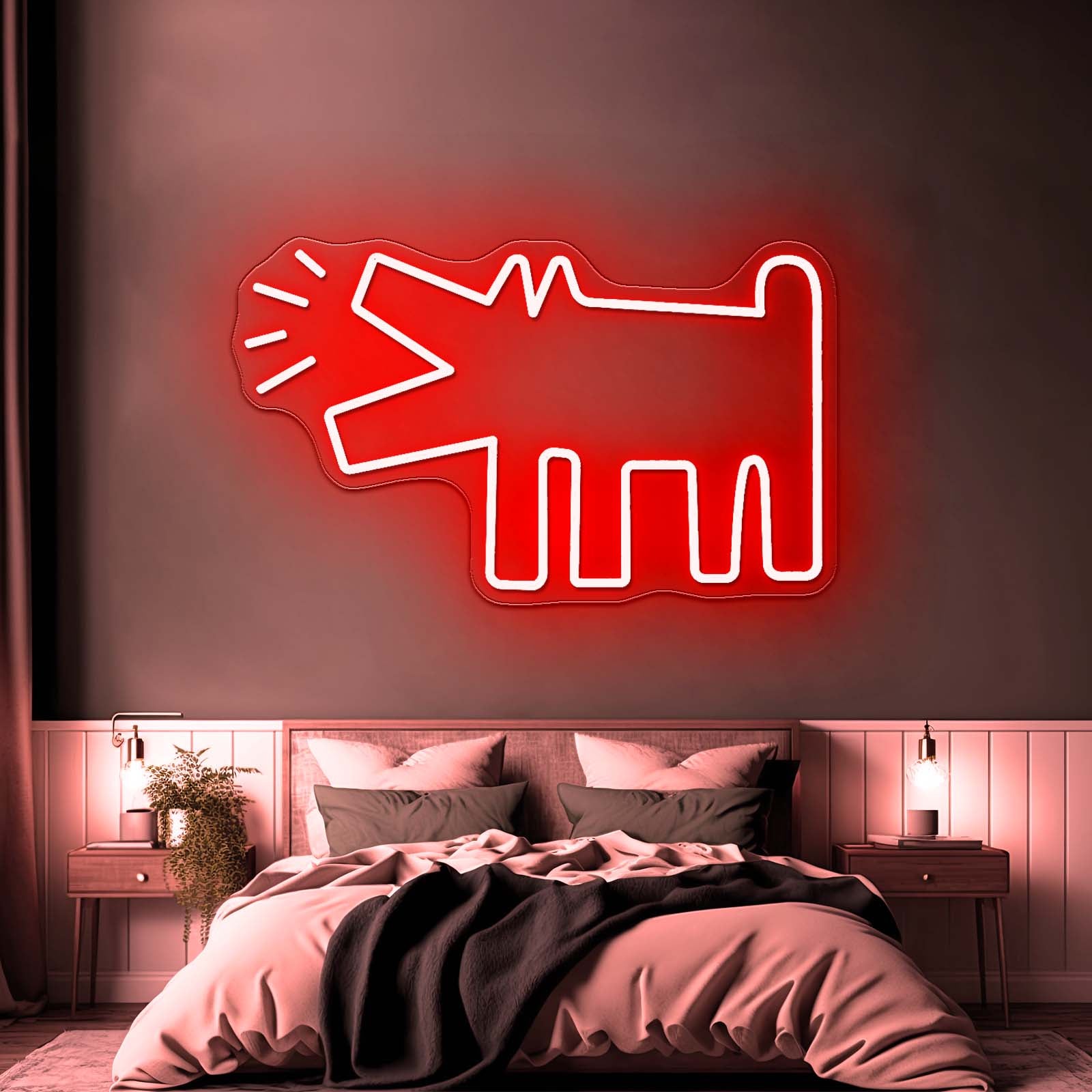 Barking Dog Funny Led Neon Sign Wall Art - Custom LED neon sign front view