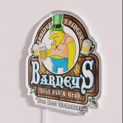 Barneys Irish Pub And Grub Rgb Led Neon Sign - Neon sign mounted on wall in room