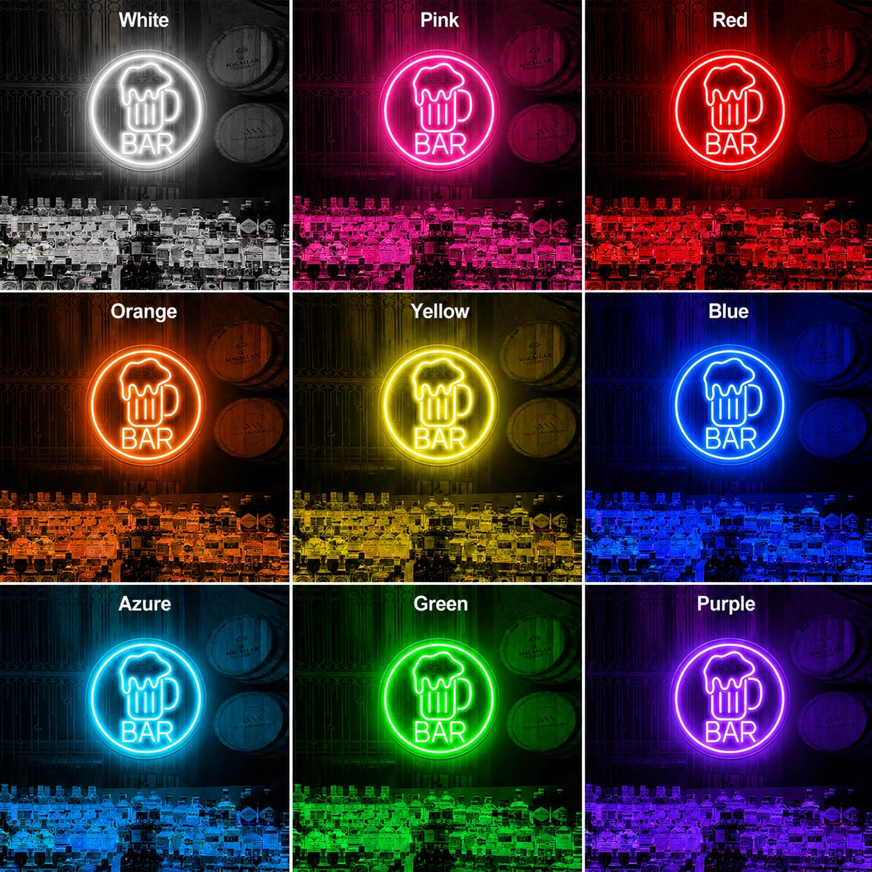 Barrel Room Bar Neon Sign LED Neon Sign color grid