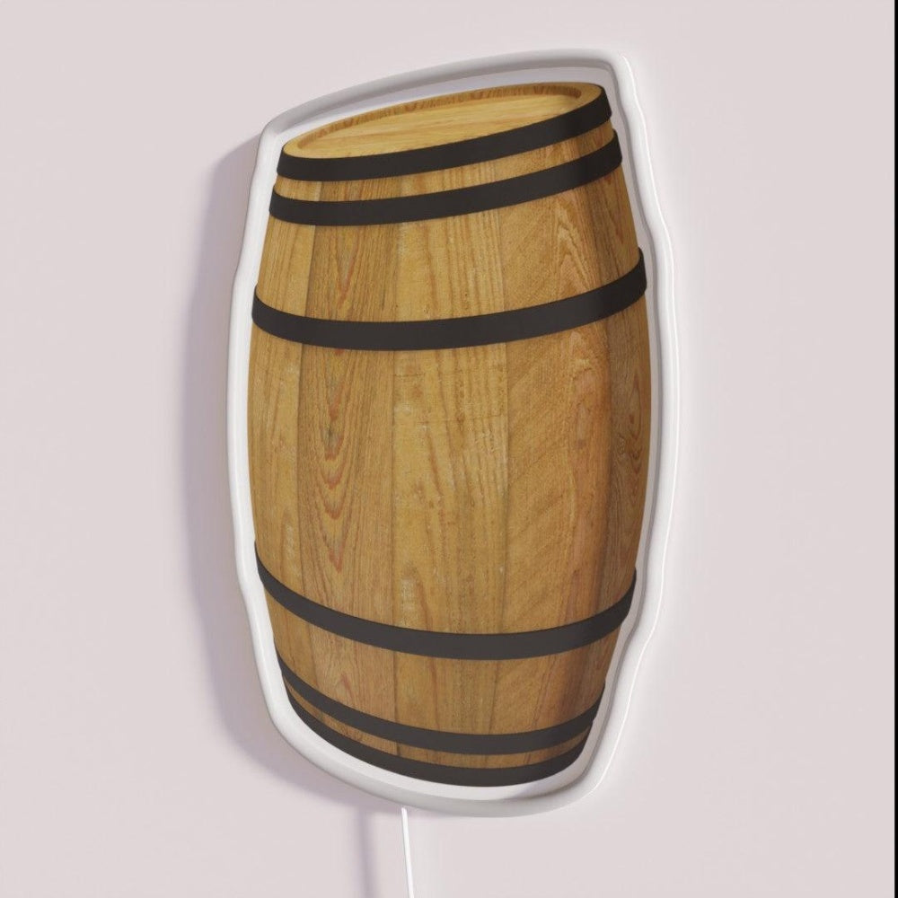 Barrel Wood Barrels Barrel Wine Beer Alcohol Rgb Led Neon Sign - Neon sign mounted on wall in room