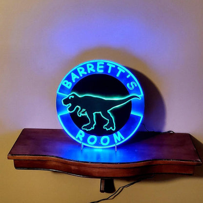 Barretts Room Dinosaur Turquoise Led Neon Sign For Kids Bedroom Decor | Shineneon