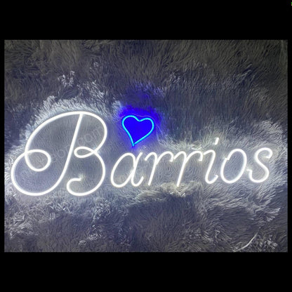 Barrios Elegant White Led Neon Sign With Red Heart For Home Decor | Shineneon