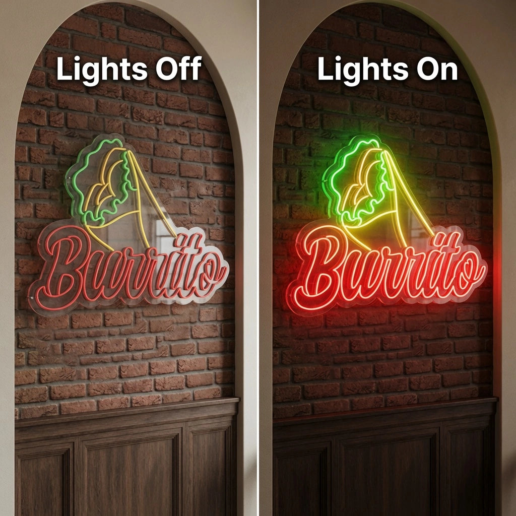 Barrits Wall Decor LED Neon Sign - 06 Day Night Comparison