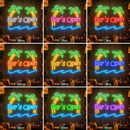 Bars Open Island Neon Sign LED Neon Sign color grid