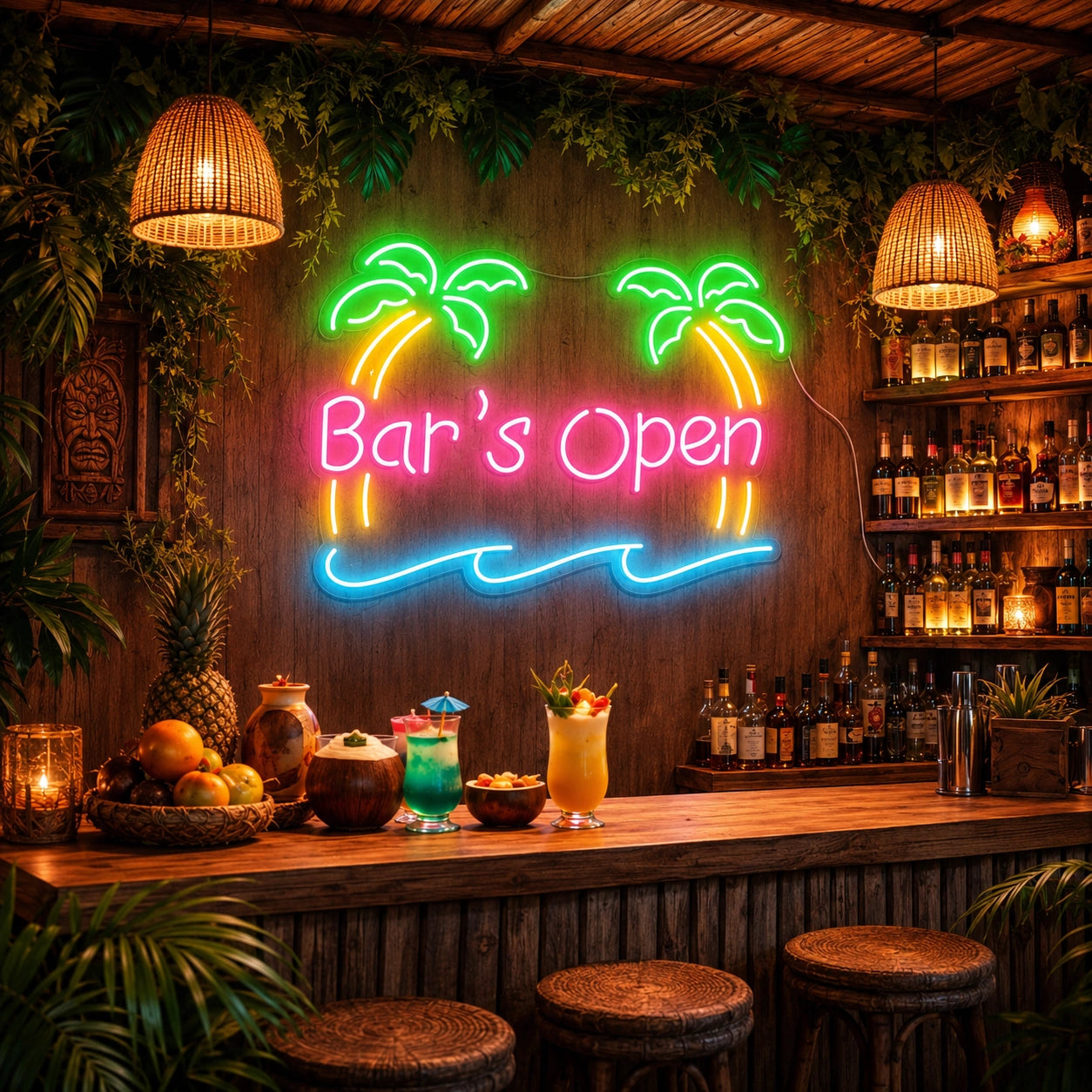 Bar's Open LED Neon Sign - 03 Real Lifestyle Scene