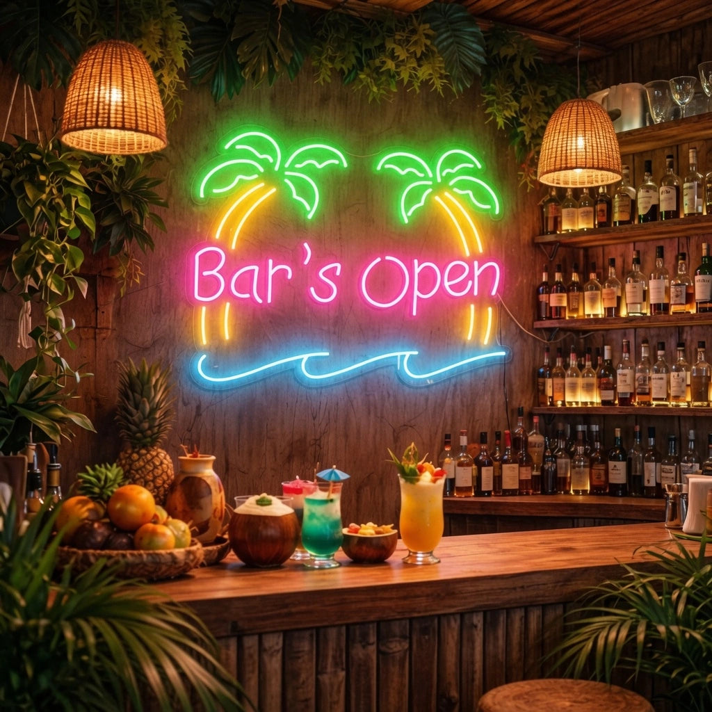 Bar's Open LED Neon Sign Home Wall Art - 03 Real Lifestyle Scene