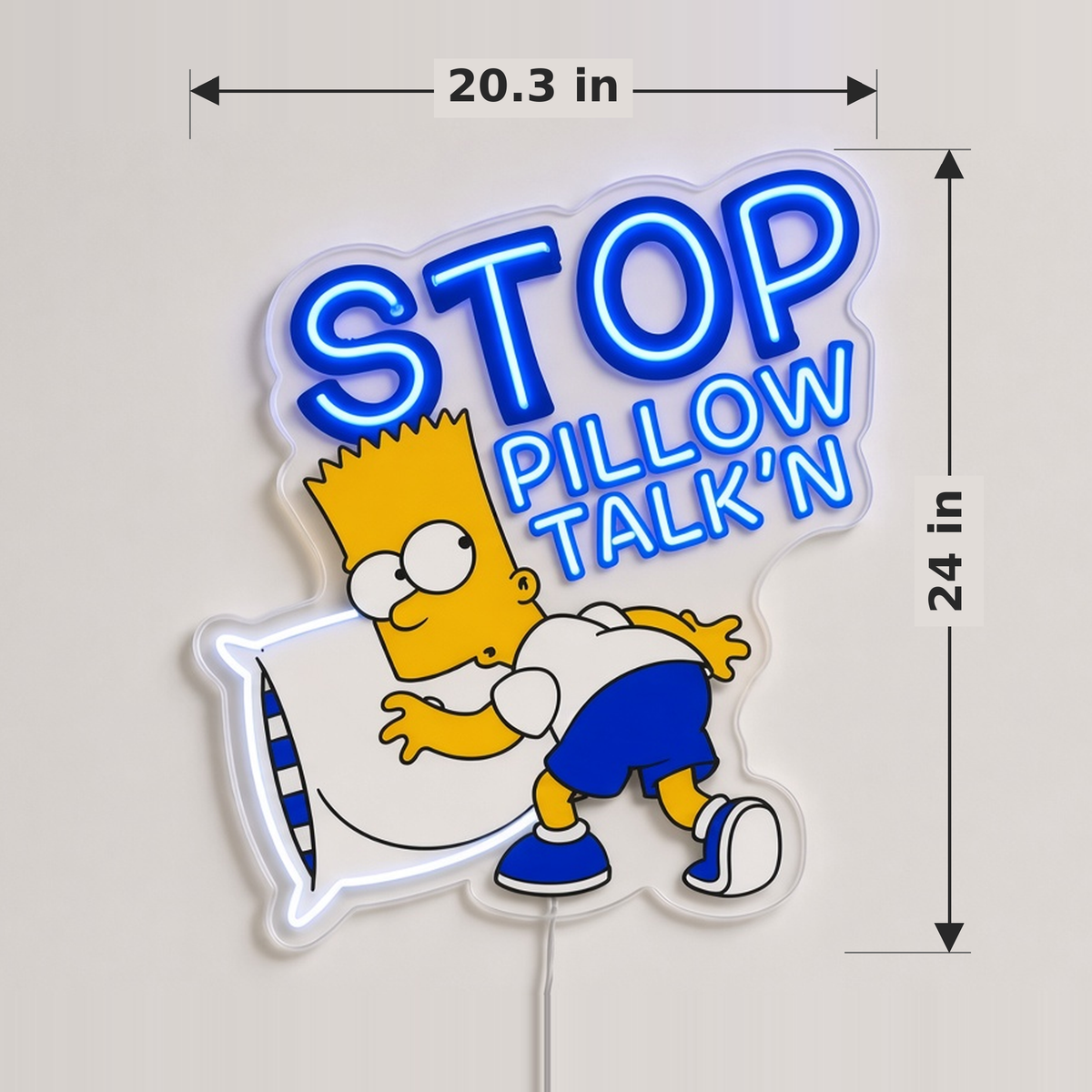 Bart Pillow Sign Custom LED Neon Sign | e335f9b979b0ff1d3b629ec2a5658a4eaa2047fb1f157e2995cca1aef0138fed | dimensions