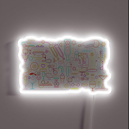 Bartender Cocktail Making Process Rgb Led Neon Sign - Custom LED neon sign front view