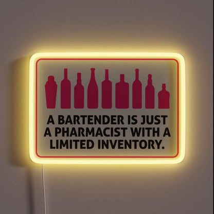 Bartenders Are Pharmacists With Small Stock Rgb Led Neon Sign - Custom LED neon sign front view