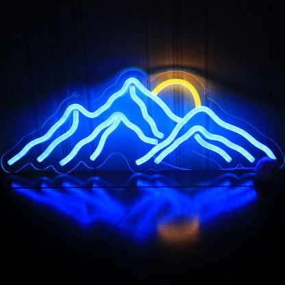 Barwedding Venue Deep Blue Junk Mountain Sun Led Neon Sign | Shineneon