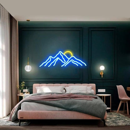 Barwedding Venue Deep Blue Junk Mountain Sun Led Neon Sign | Shineneon