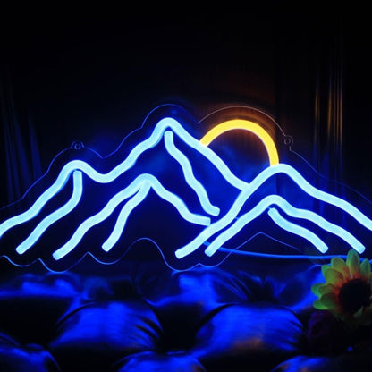 Barwedding Venue Deep Blue Junk Mountain Sun Led Neon Sign - Shineneon