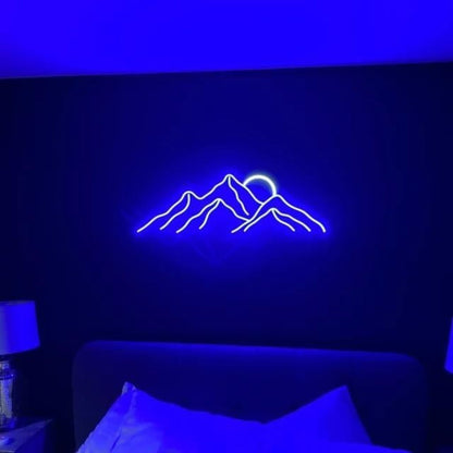 Barwedding Venue Deep Blue Junk Mountain Sun Led Neon Sign - Shineneon