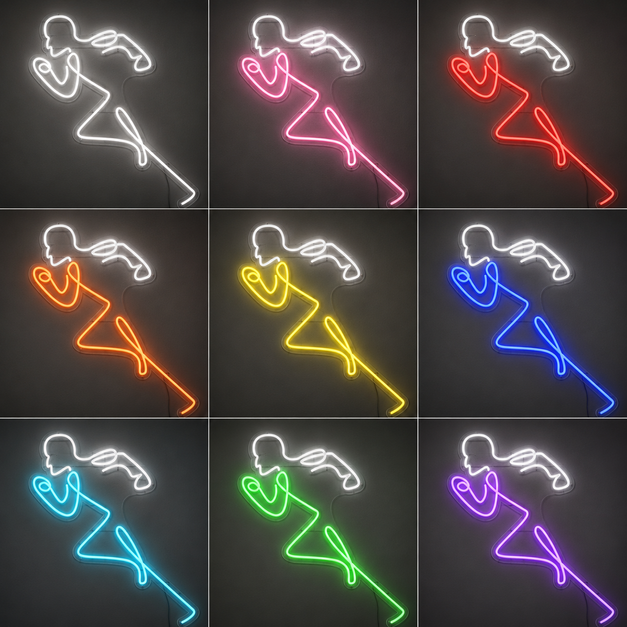 Baseball Bat Game Room LED Neon Sign color grid