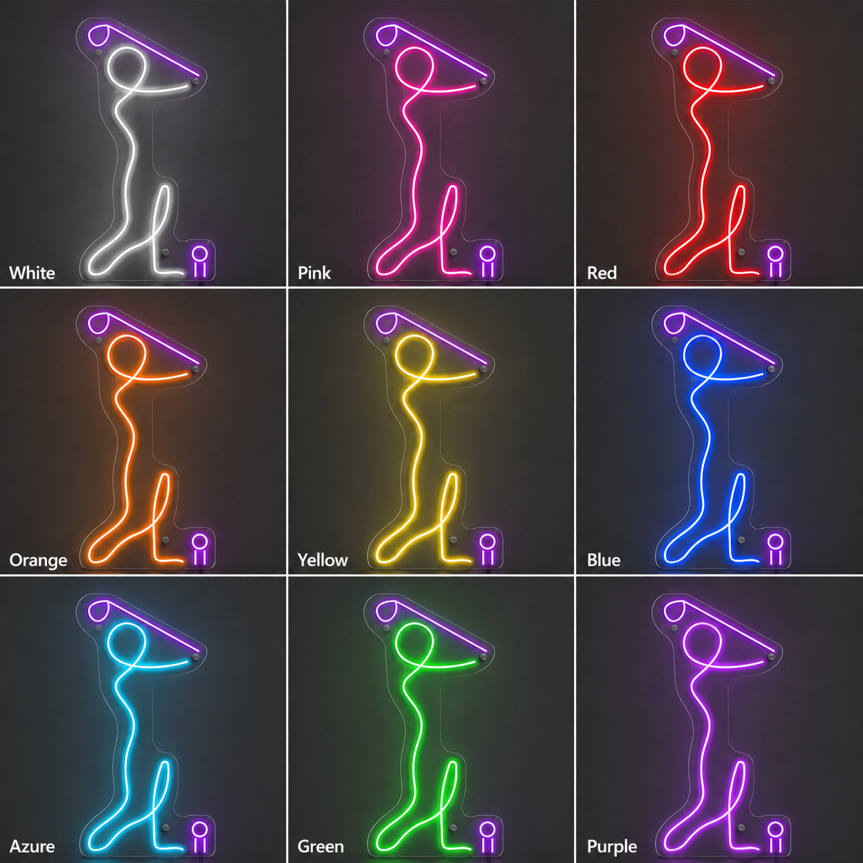 Baseball Bat Sports Room LED Neon Sign color grid