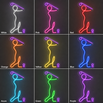 Baseball Bat Sports Room LED Neon Sign color grid