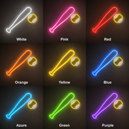 Baseball Bat Wall Art LED Neon Sign color grid