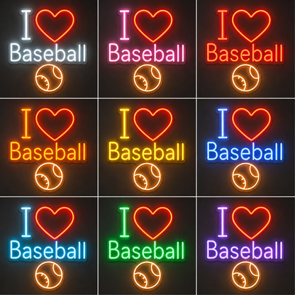 Baseball Bat Wall Decor LED Neon Sign color grid