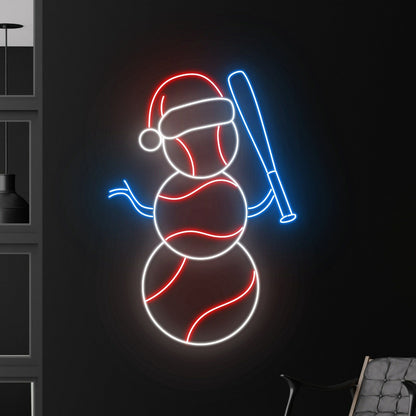 Baseball Christmas Hat Led Neon Sign Snowman Sport Neon Sign | Shineneon